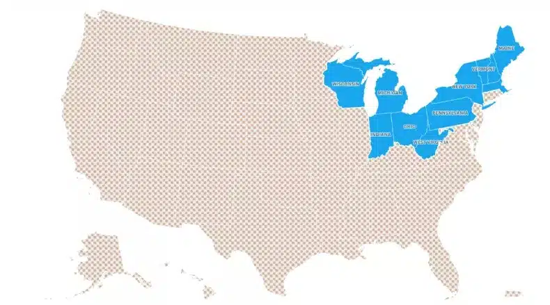 A map shows states at risk for heavy snowfall