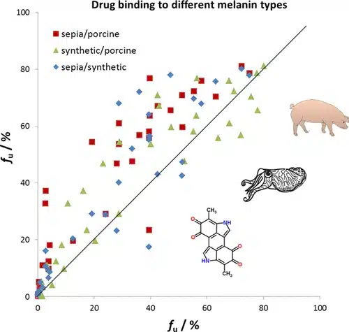 Liaison de médicaments à petites molécules à la mélanine oculaire