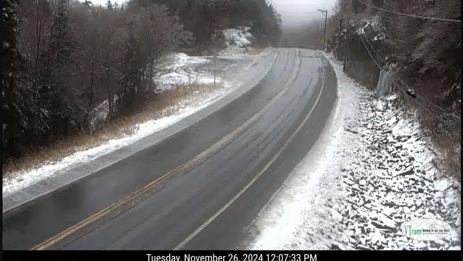 Slick Conditions On Route 17 In Buels Gore, Vermont.